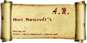 Abel Manszvét névjegykártya